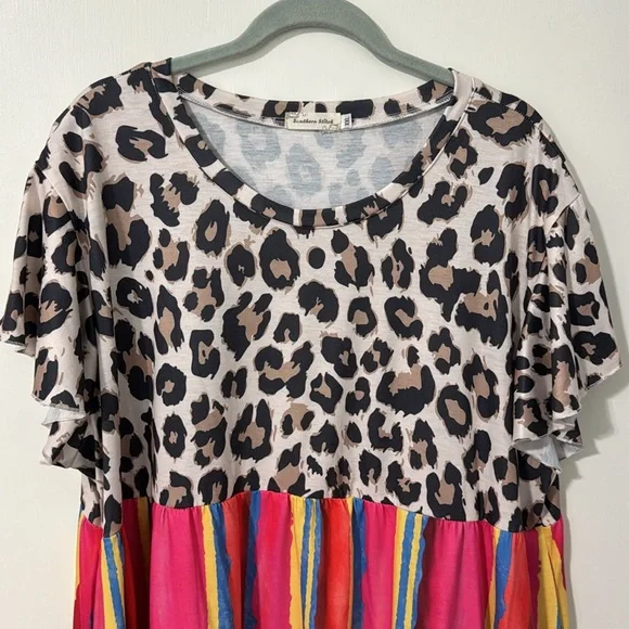 Southern Stitch XXL cheetah and colorful stripe with pockets - Picture 2 of 12